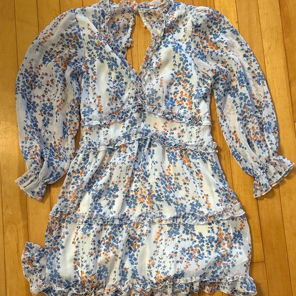 Floral Cutout Dress with Ruffles